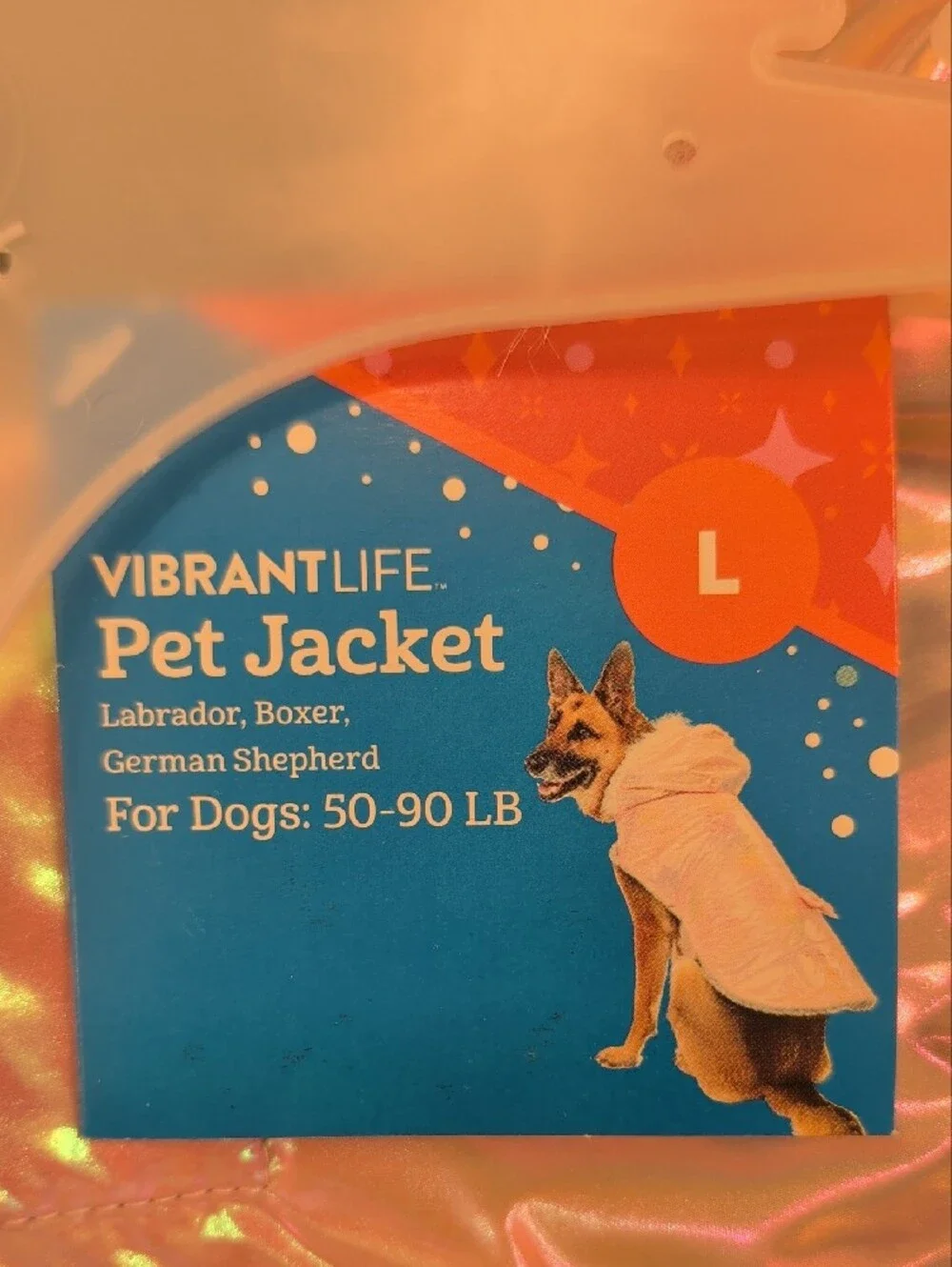 Vibrant Life Pink Shimmer Hooded Dog Jacket Size L NWT